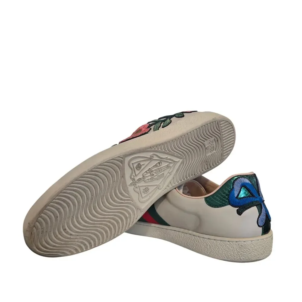 Gucci Ace Embroidered Floral Leather Shoes Men’s G 12.5 US 13.5